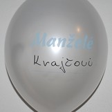 Svatební balónky Manželé s popisem šedý potisk 5ks + fix na balónky